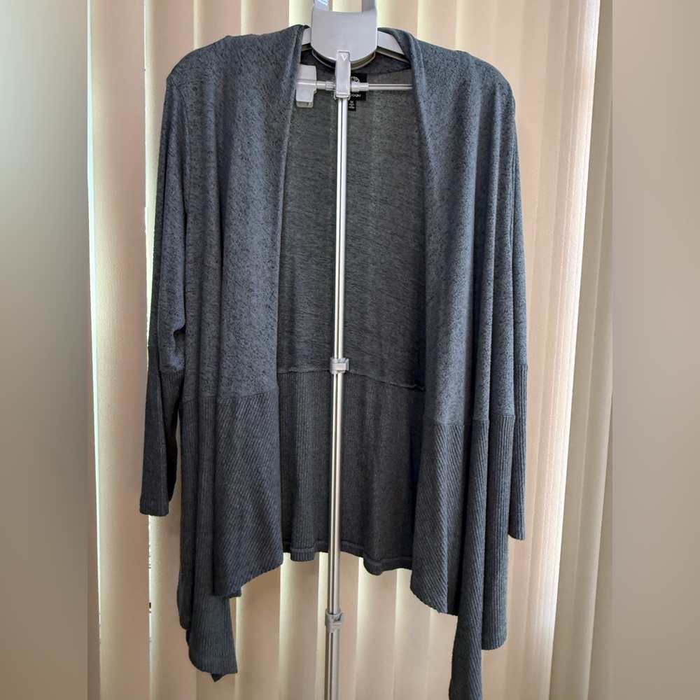 Bobeau Charcoal Open Front Cardigan